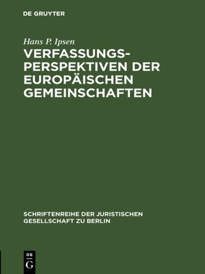 cover image of Verfassungsperspektiven der Europäischen Gemeinschaften